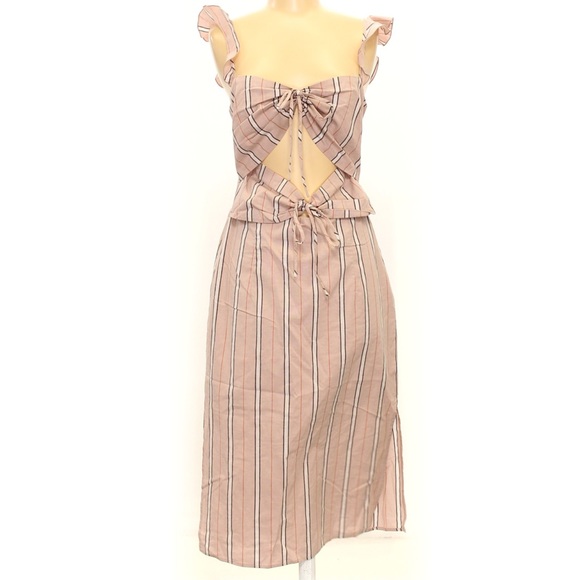 Wayf Where Are You From Verona Striped Dress Size S NWT New Front Ties - Picture 2 of 8